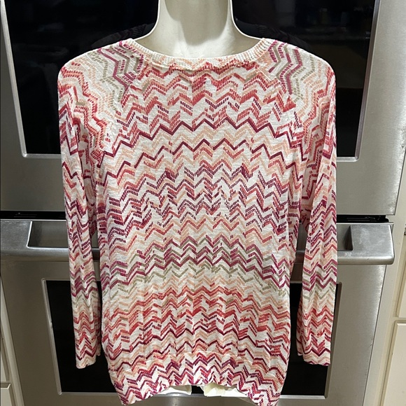 Sonoma Women's Zigzag Cardigan Soft & Lightweight - Red and Pink - Picture 6 of 13